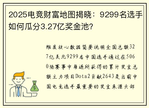 2025电竞财富地图揭晓：9299名选手如何瓜分3.27亿奖金池？